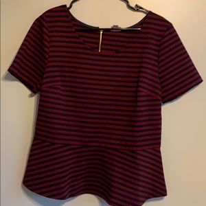 Blue and Maroon Peplum Top